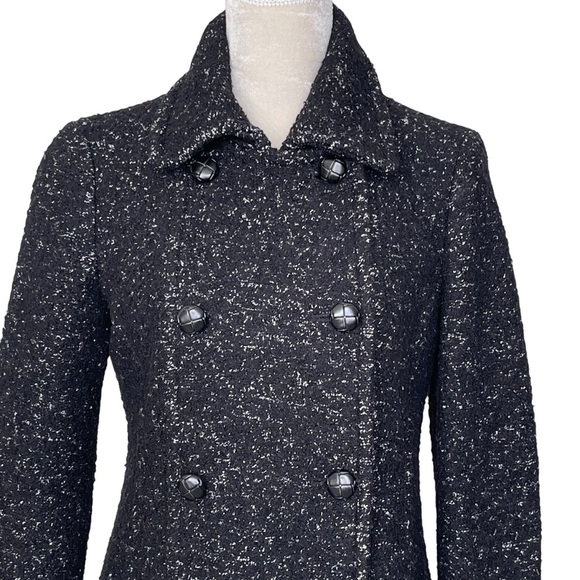 Express Wool Blend Double Breasted Coat Women’s Size S Black White Fall Winter - Picture 2 of 8